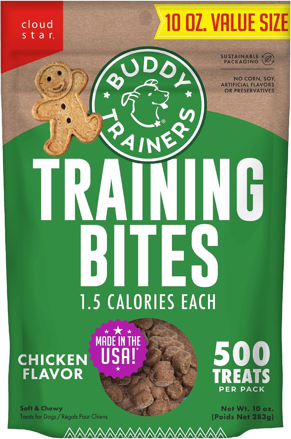 Buddy Biscuits Trainers Training Bites Soft & Chewy Dog Treats, Chicken, 10 oz. Pouch