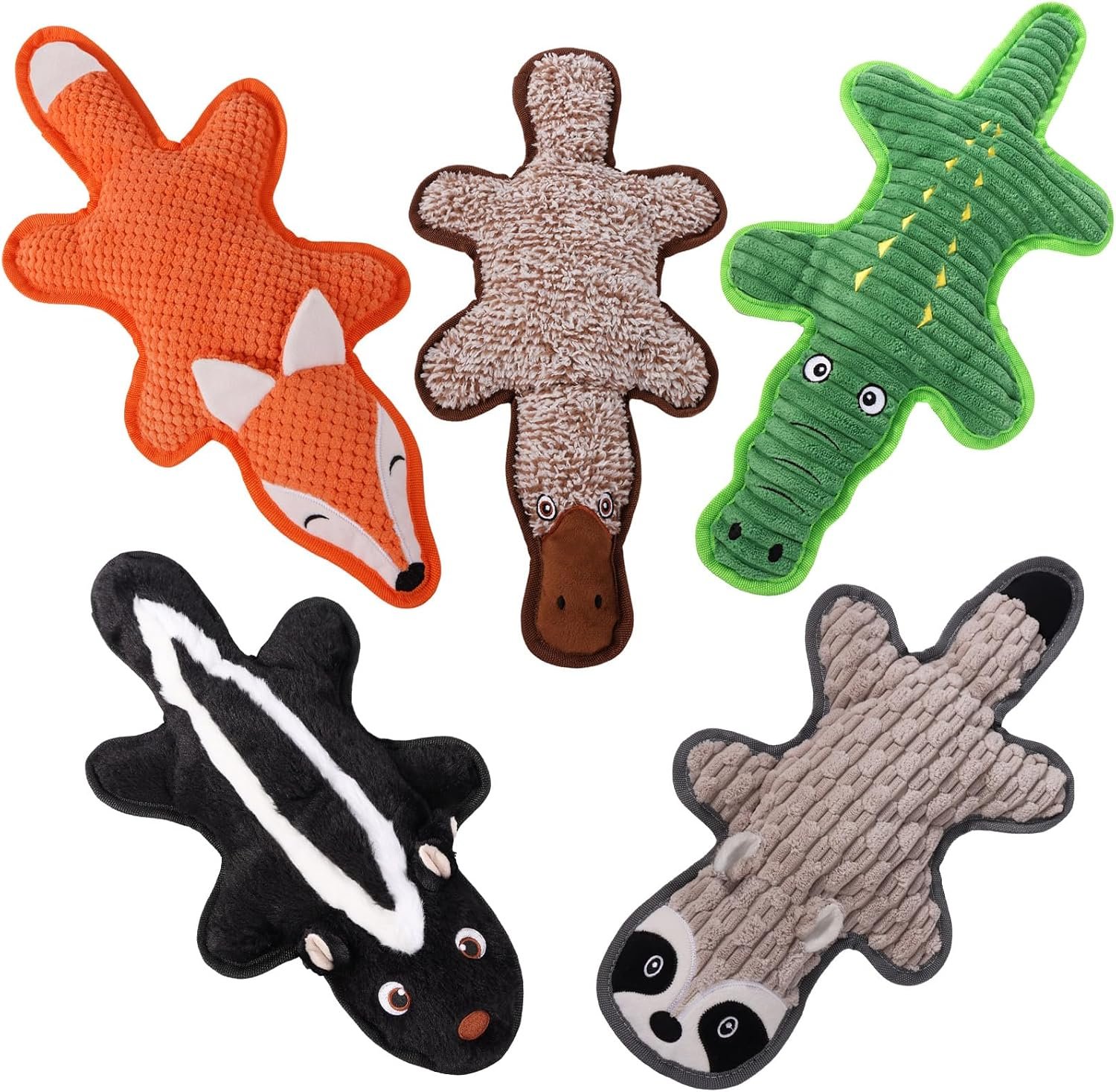 5 Pack No Stuffing Squeaky Dog Toys for Large Dogs – Interactive Durable Plush Chew Toy with Crinkle Paper, Safe Pet Toy for Small to Large Breed, Ideal for Puppy Gifts & Tug of War Toys