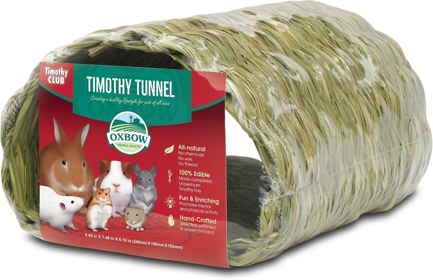 Oxbow Timothy Hay Tunnel, Guinea Pig Hideout, Rabbit & Bunny Tunnel, Edible | Guinea Pig Tunnel, Timothy Club, Timothy Hay, Rabbit Tunnel, Edible, Hand-Woven, Guinea Pig Enrichment, Rabbit Enrichment