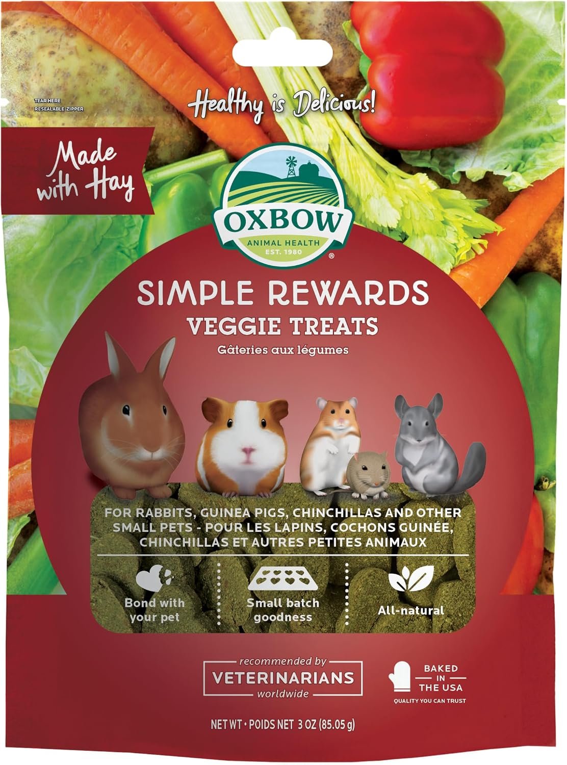 Oxbow Simple Rewards Guinea Pig & Rabbit Treats, Veggie, Baked, 3 oz | Timothy Hay, Bunny Treats, Hamster Treats, Chinchilla, Guinea Pig Snack, Rabbit Enrichment, Rabbit Accessories, Essentials