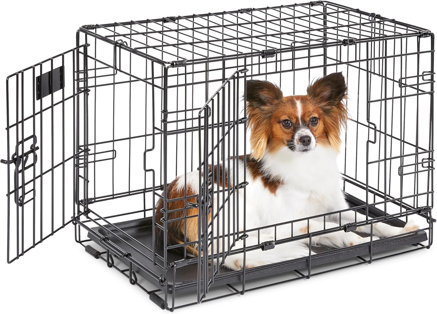 MidWest Homes for Pets 22-Inch iCrate for Extra-Small Breeds, Up to 15 lbs, Double Door Folding Dog Crate with Divider Panel, Leak-Proof Tray & Secure Latches, Portable, Durable & Easy to Assemble
