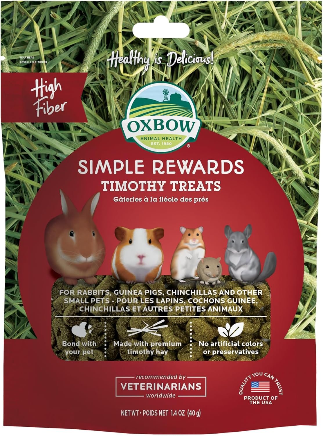 Oxbow Simple Rewards Guinea Pig & Rabbit Treats, Timothy Hay, Baked, 3 oz | Timothy Hay, Bunny Treats, Hamster Treats, Chinchilla, Guinea Pig Snack, Rabbit Enrichment, Rabbit Accessories, Essentials