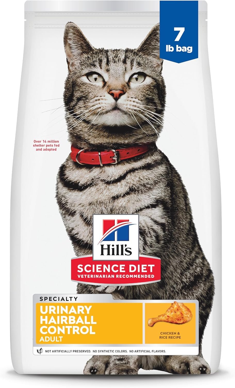 Hill’s Science Diet Adult Urinary & Hairball Control Dry Cat Food | #1 Veterinarian Recommended, Chicken Recipe, 7 lb. Bag