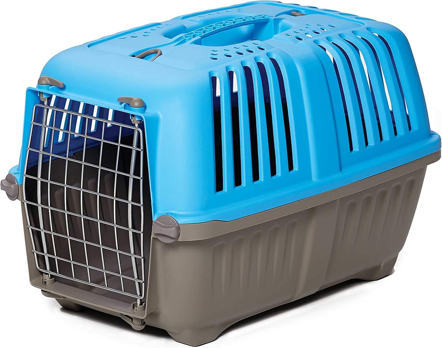 Spree by MidWest 19-Inch Travel Carrier, Blue, Fits Pets up to 10 lbs | Hard-Sided Pet Carrier, Steel Door, Ventilated Design, Locking Tabs, Easy Assembly