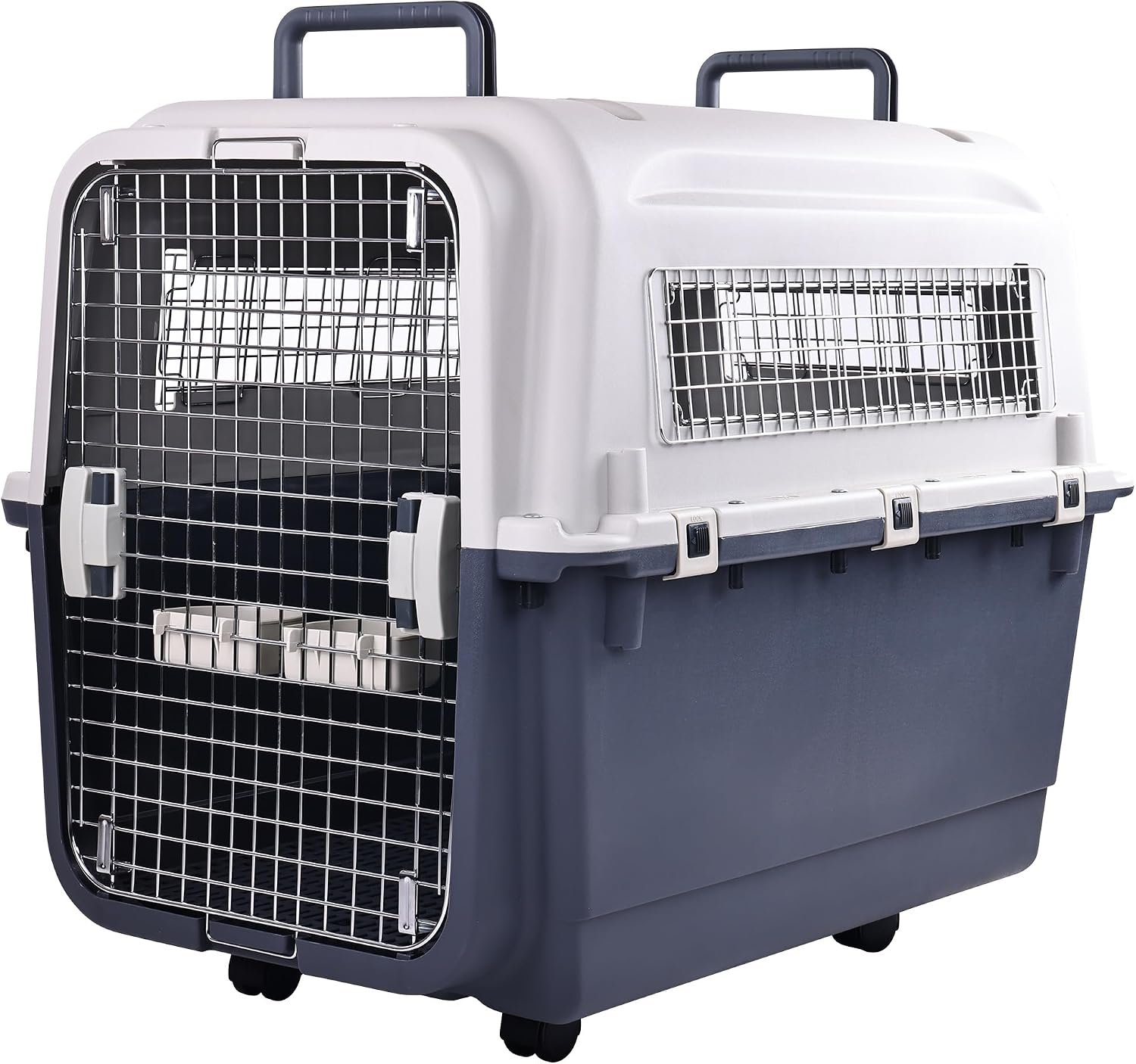 Elevon Plastic Kennels, Plastic Dog Crate, Airline Approved Pet Carrier for Dogs and Cats Longer Traveling, XL