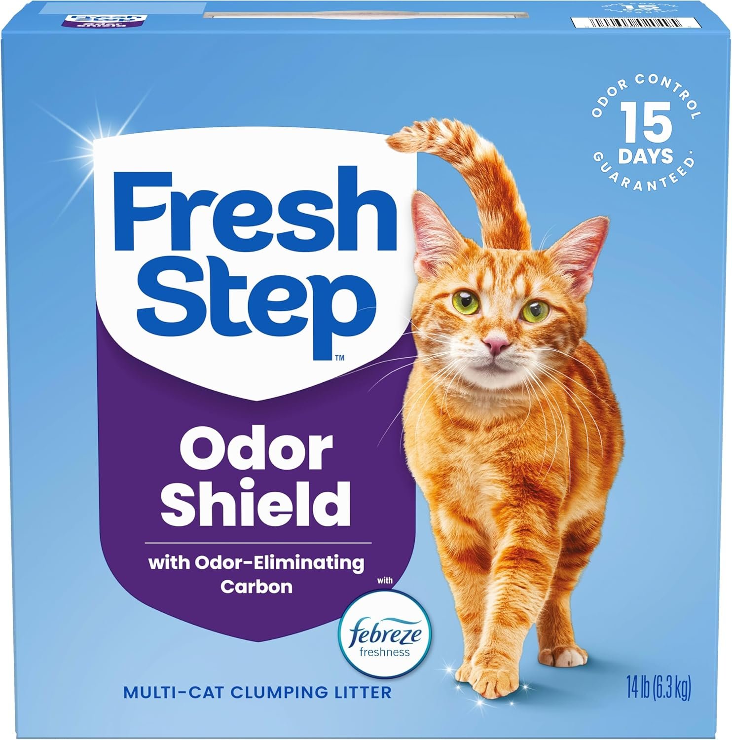 Fresh Step Odor Shield Multi Cat Clumping Cat Litter, 14 lb. | Febreze Freshness, Odor Shield with Ammonia Block Technology, Low Dust, Compatible with Most Automatic Litter Boxes