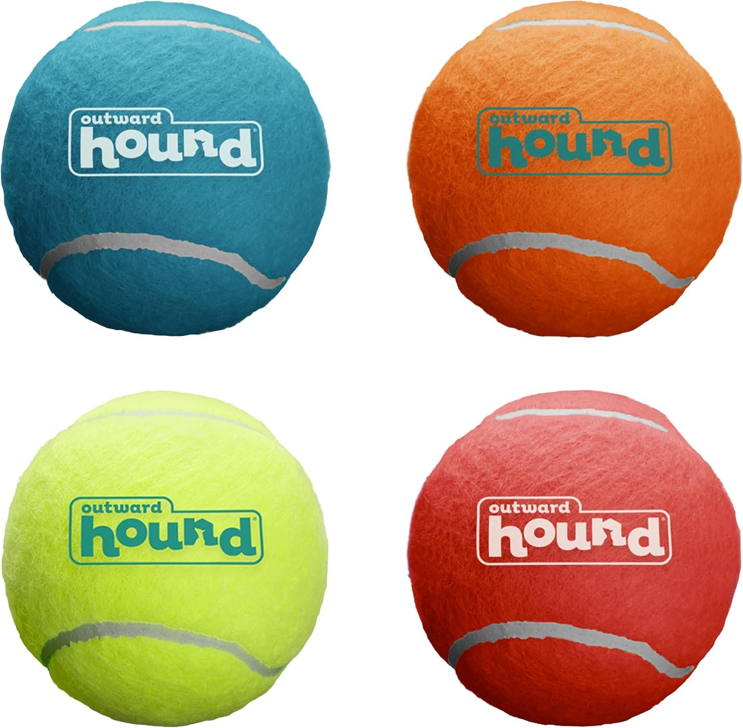 Outward Hound Squeaker Ballz – Squeaky Tennis Balls for Dogs 50 lbs and Over, Interactive Dog Toy for Fetch & Training, Large (3″), 4-Pack