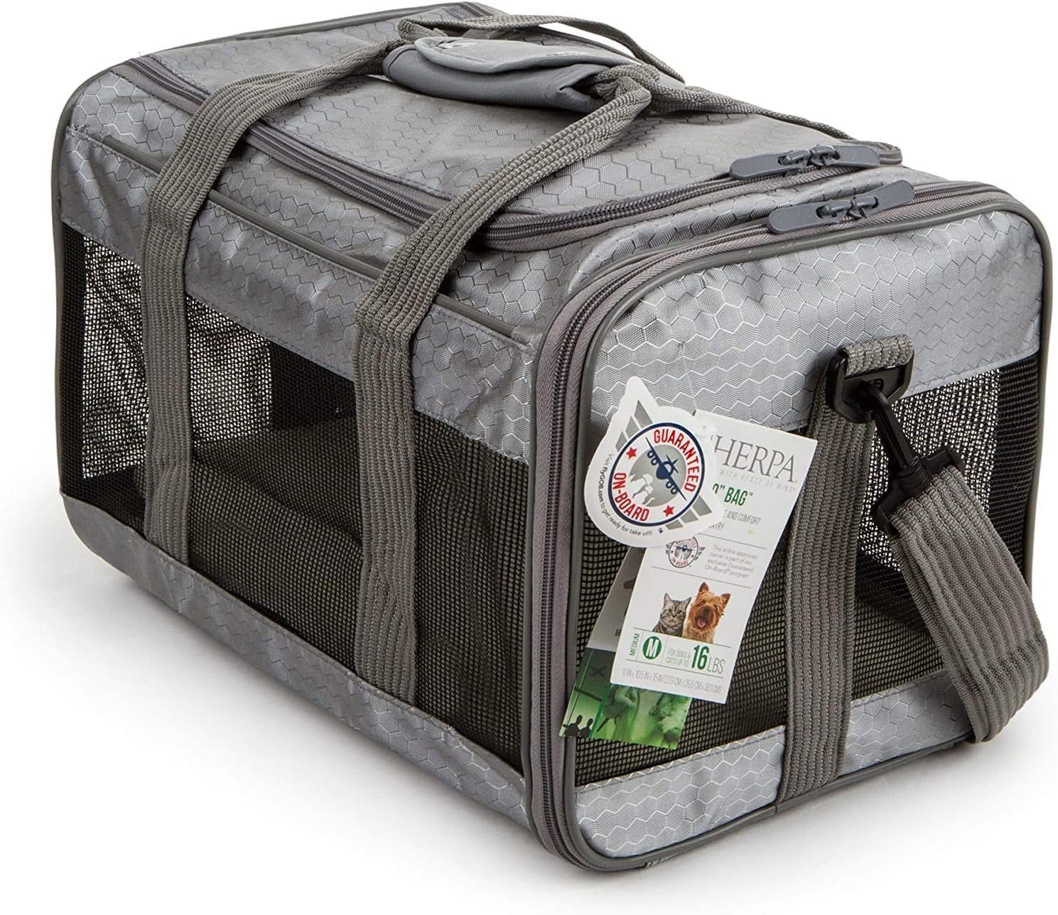 Sherpa To Go Travel Pet Carrier, Airline Approved & Guaranteed On Board – Gray, Medium