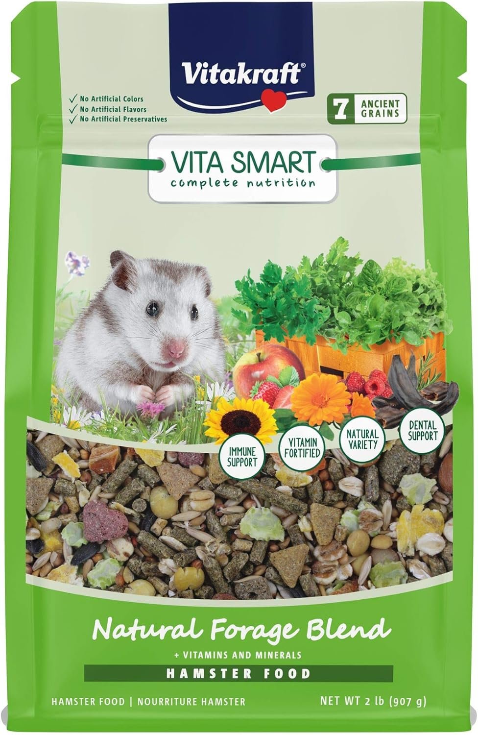Vitakraft Wholesome Vita Smart Hamster Food – Probiotics Fruits and Vegetables – Fortified with Vitamins and Minerals – 2 Lbs