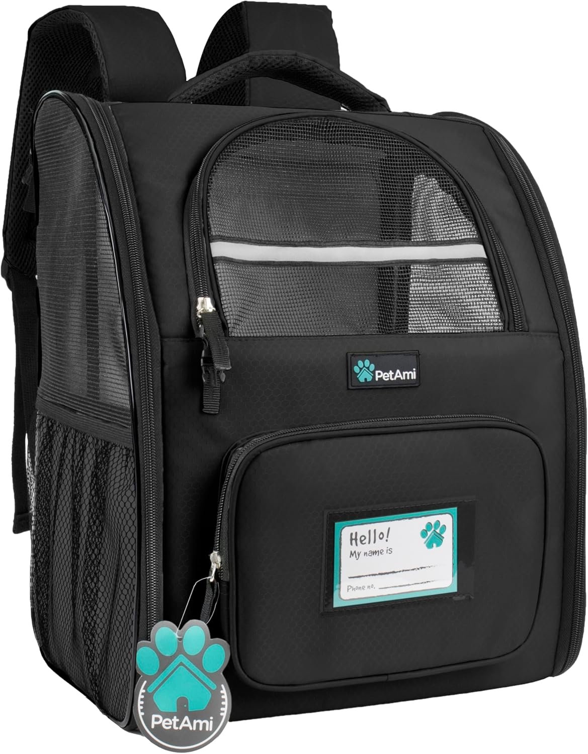 PetAmi Dog Backpack Carrier Airline Approved Cat Pet Puppy Bag, Black