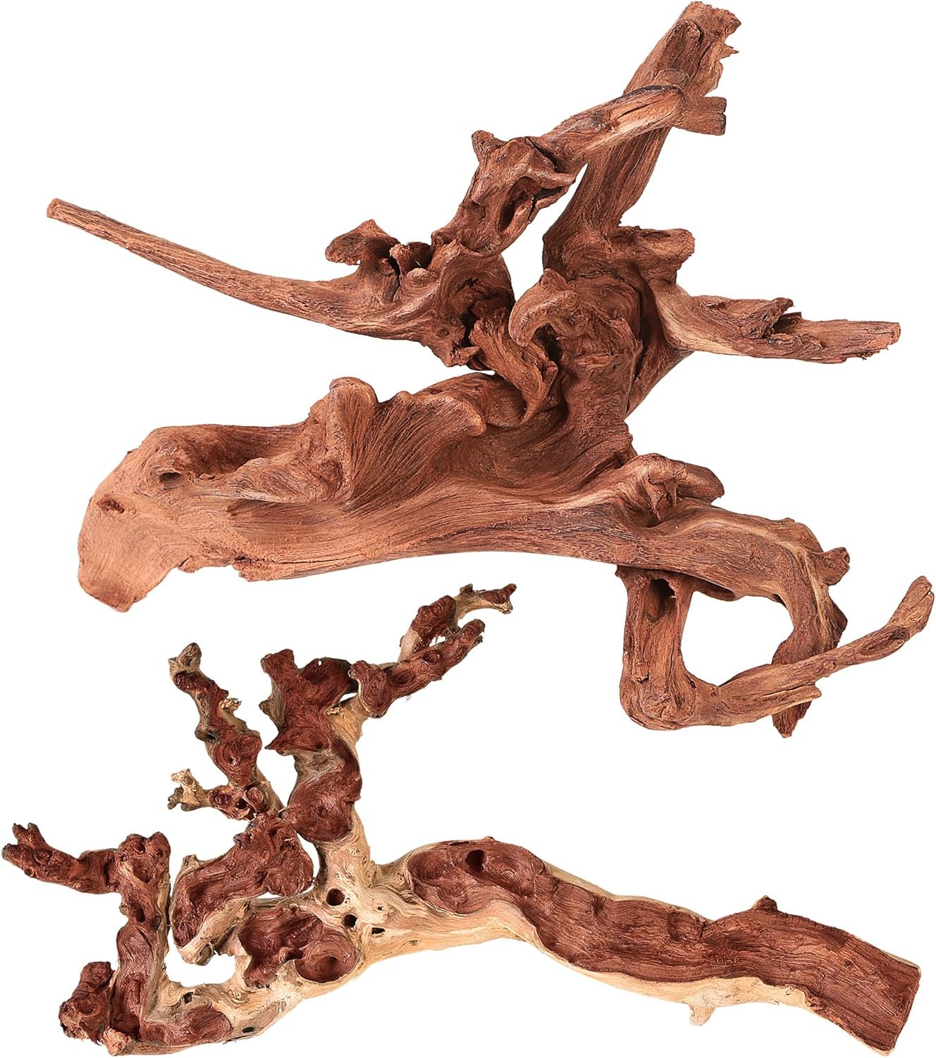 majoywoo Natural Large Driftwood for Aquarium Decor Fish Tank Decorations | Natural Driftwood for Aquascaping and Reptile Decor, With Unique Natural Shapes, Assorted Driftwood Branch 9-14″ 2 Pcs