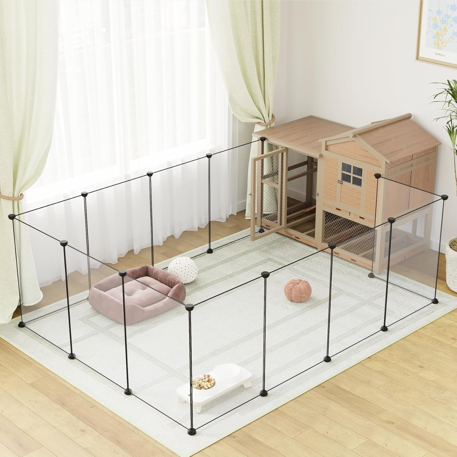 LURIVA Large Transparent Pet Playpen, 28″ H x 20″ W, Dog Playpen, Small Animal Playpen, Puppy Playpen, Rabbit Playpen, Dog Pen, Dog Fence, for Kittens, Ferrets, Guinea Pigs, Indoor Use, 12 Panels