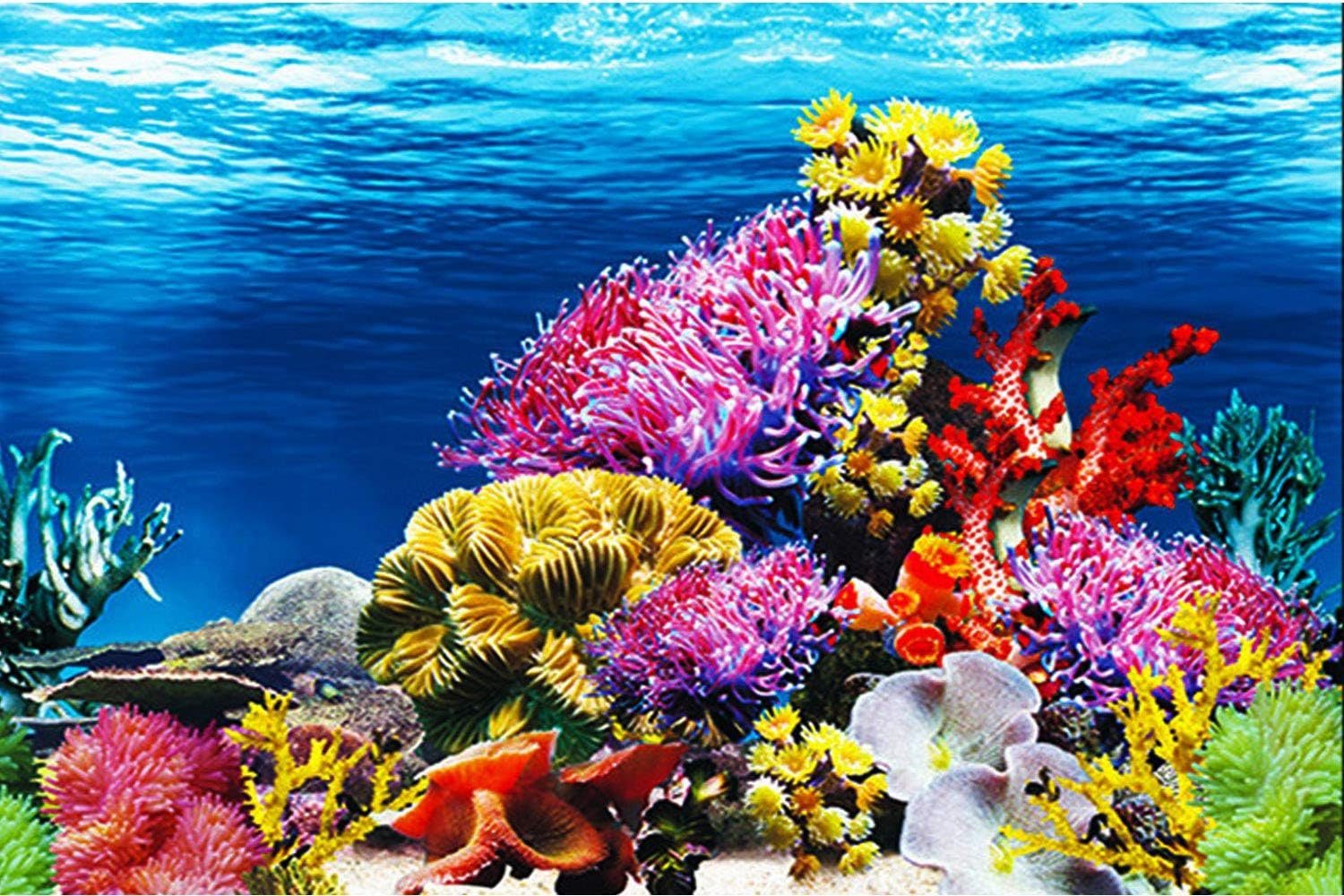 ELEBOX Aquarium Background Poster, Undersea Water Plants Sea Anemone Coral Aquarium Decor Background Double Sides Fish Tank Background Sticker Decorations 10 Gallon 20 Gallon Tank 11.8″ x 32.3″