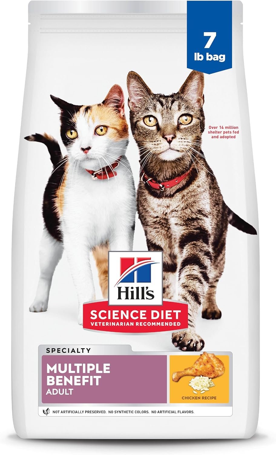 Hill’s Science Diet Adult 1-6 Multiple Benefit Dry Cat Food | #1 Veterinarian Recommended, Chicken Recipe, 7 lb. Bag