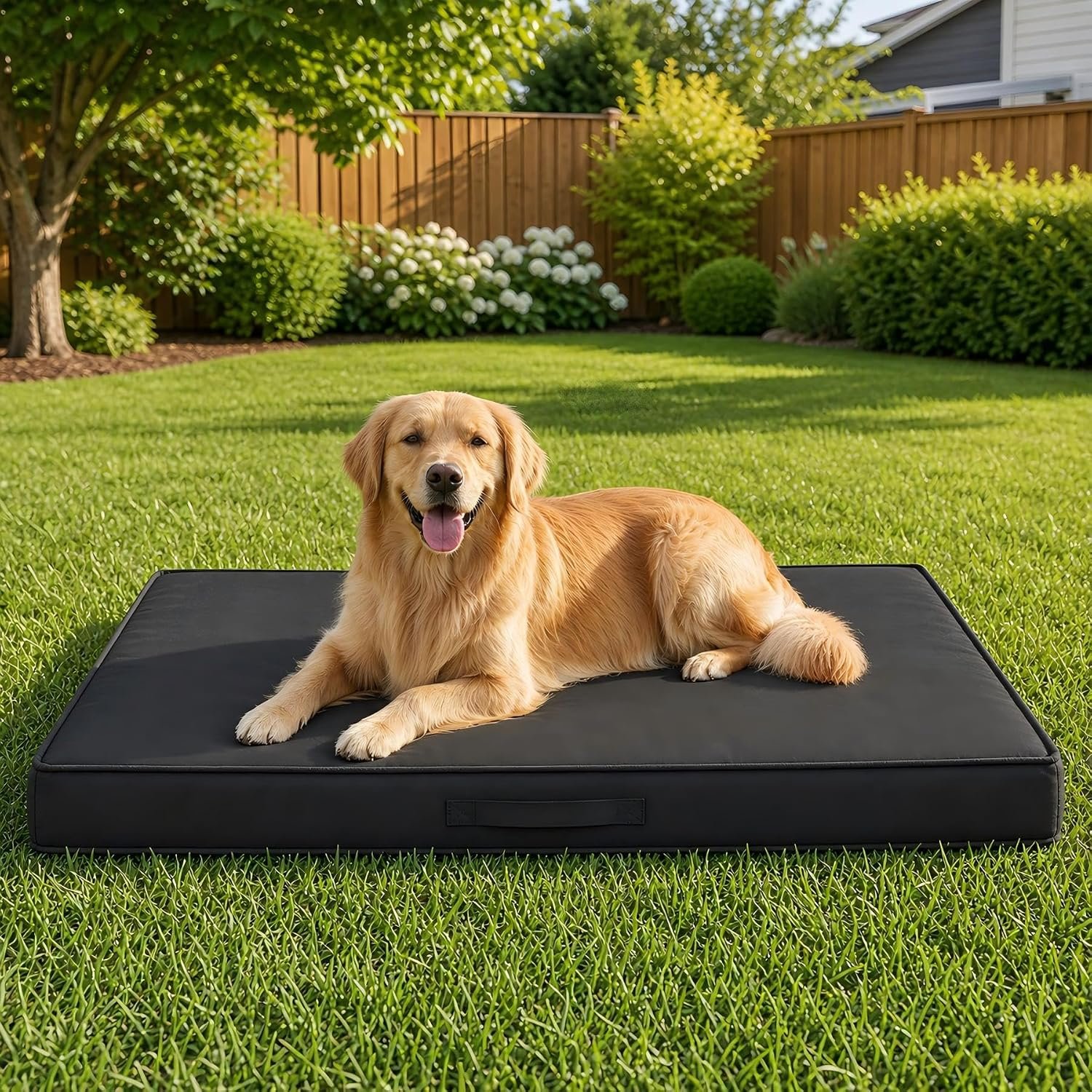 Outdoor Dog Bed Large Sized Dog, Waterproof Extra Large Dog Bed, 44x32x3.5 Inch, Orthopedic Dog Bed with Removable Washable Cover, Rectangle Egg Crate Foam Pet Bed for Outside, Dark Grey
