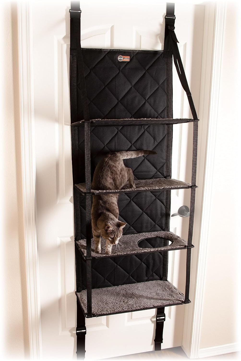 K&H Door Cat Tree, Over the Door Cat Furniture – Gray, Fits Doors