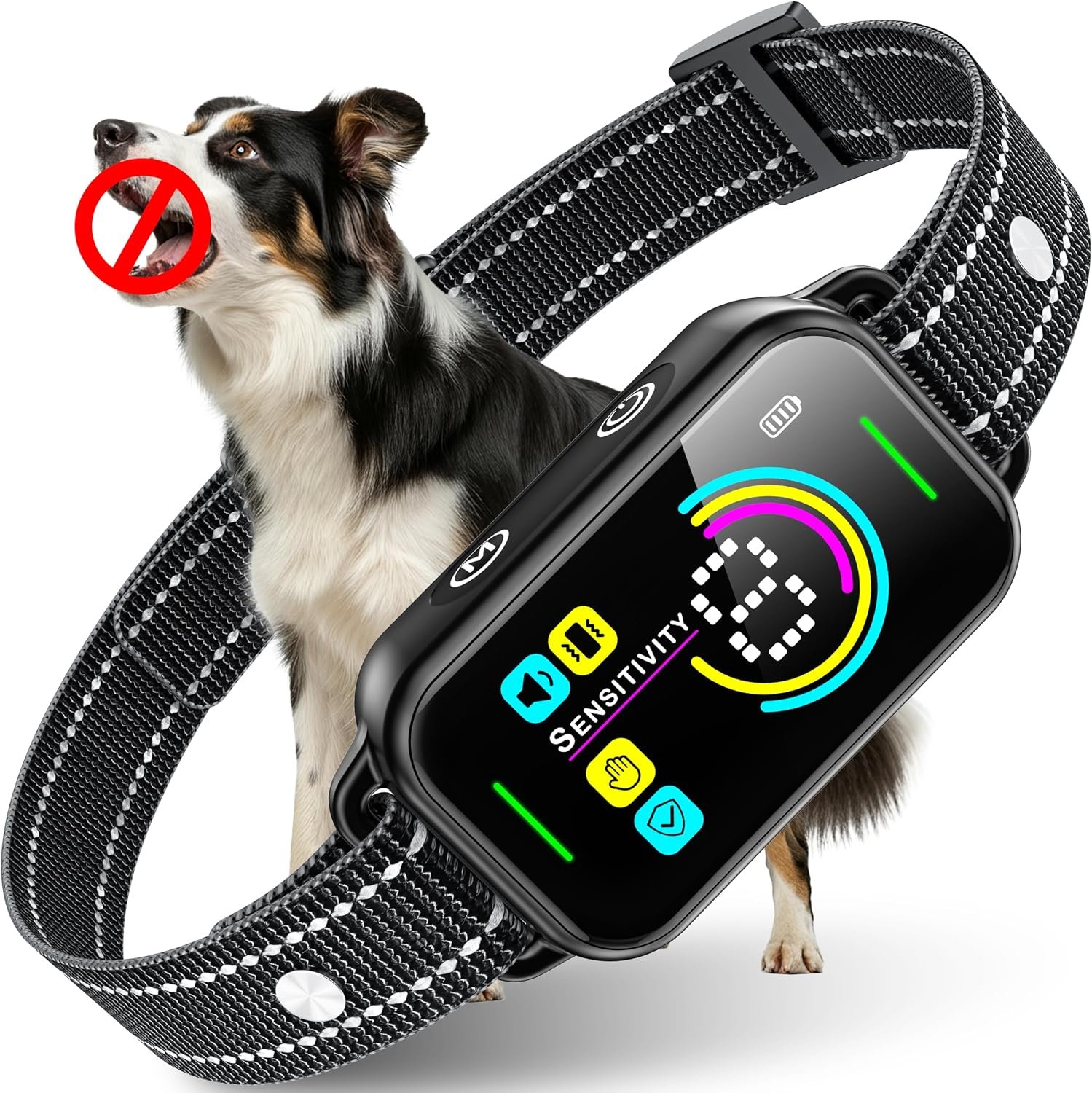 DINJOO Smart Bark Collar – Rechargeable Anti Barking Training Collar with 8 Adjustable Sensitivity, Beep & Shock (Dark Black) for Large, Medium & Small Dogs