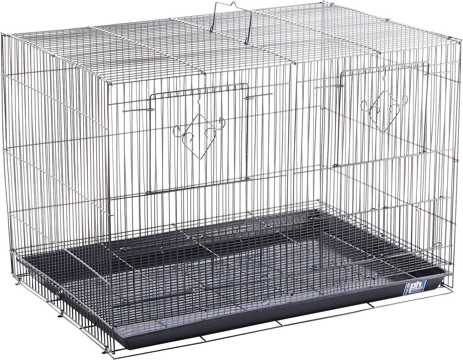 Prevue Pet Products Divided Flight Cage Durable Metal Wire Frame – L, Black | Large Flight Cage for Small Birds, Stand Alone Enclosure with Divider, Designed for Exercise & Activity