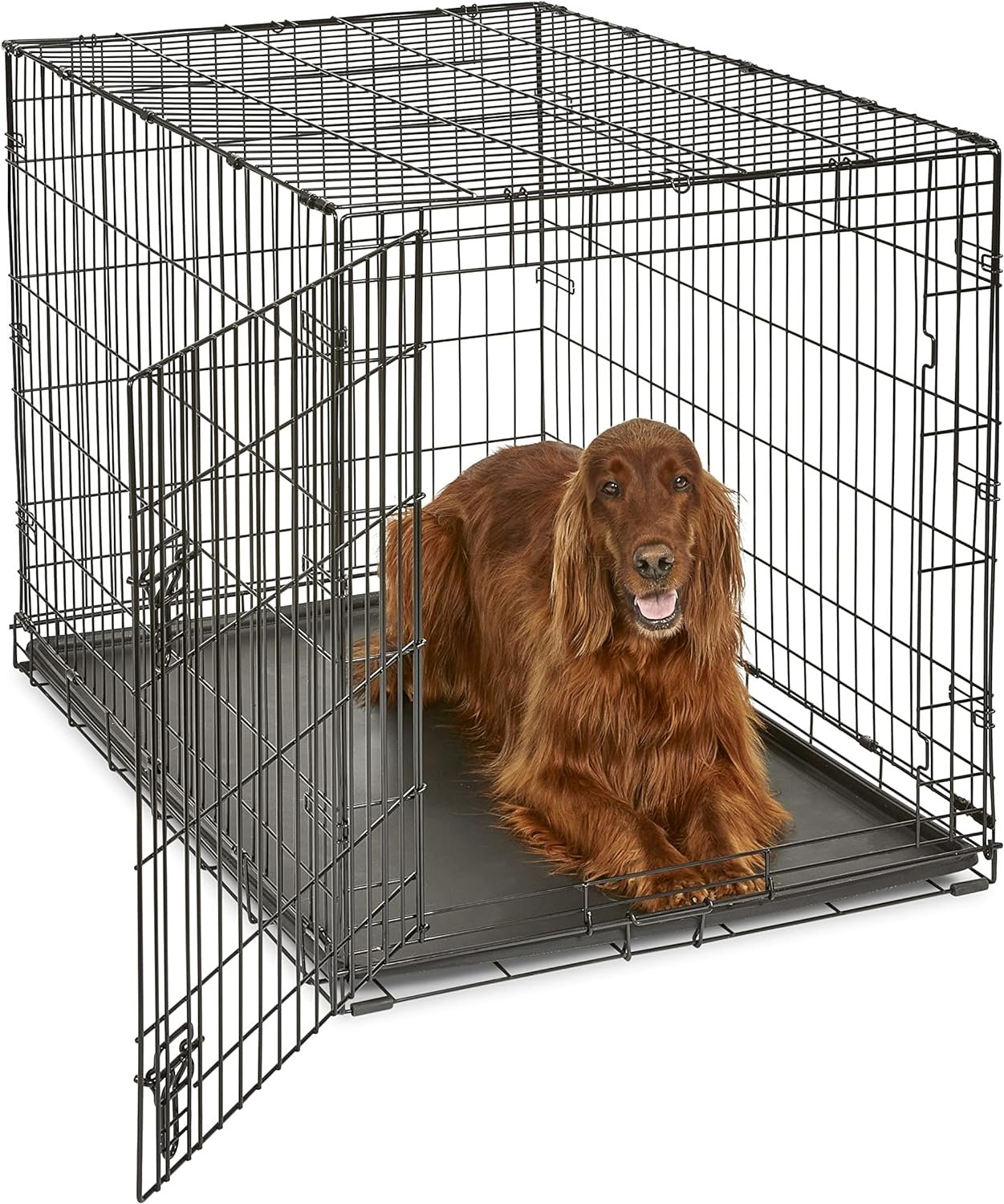 Midwest Homes for Pets 42-Inch New World Crate for Large Breeds, 71-90 lbs, Single Door Folding Dog Crate, Leak-Proof Tray & Secure Latch, Portable, Durable & Easy to Assemble