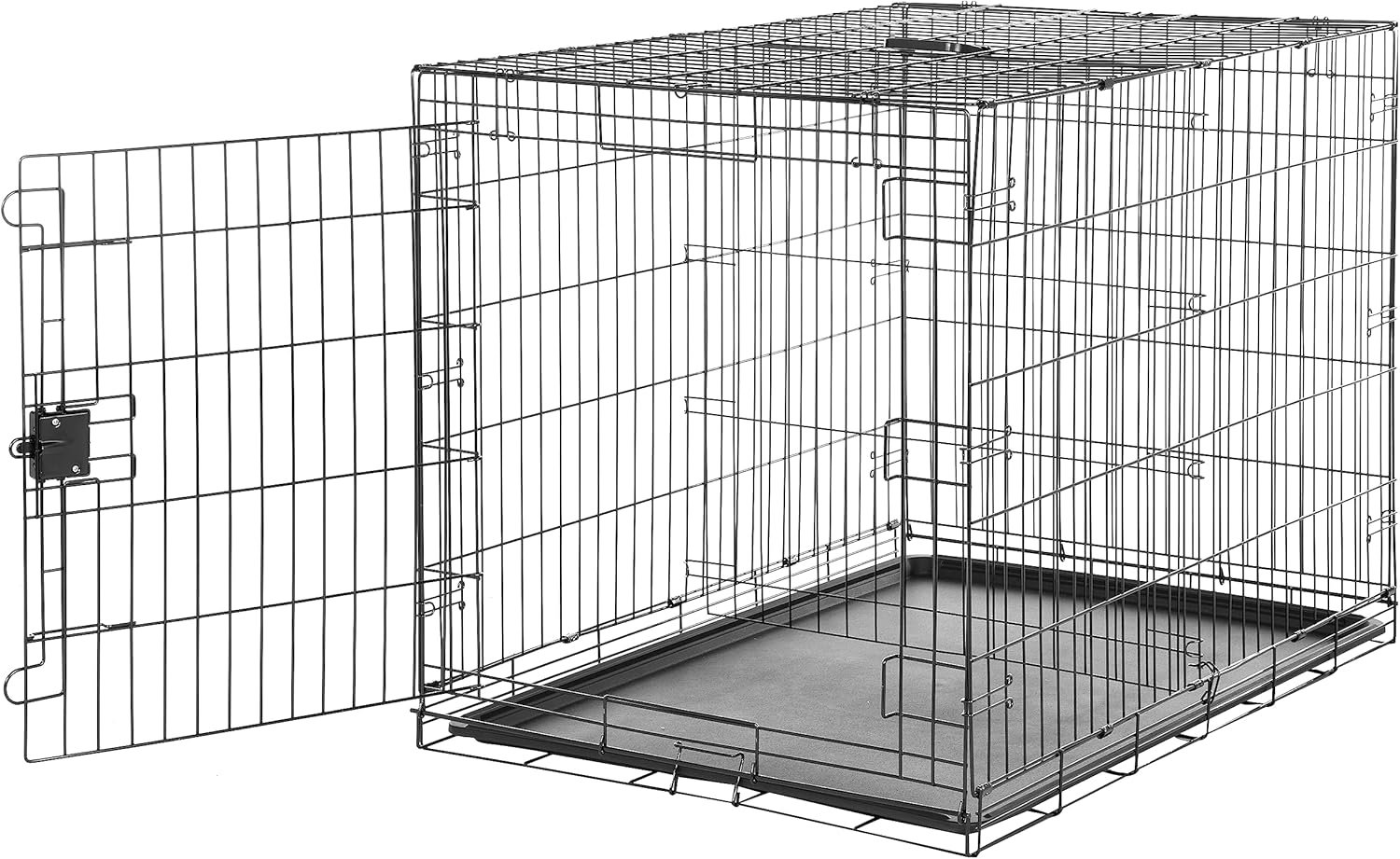 Amazon Basics Durable, Foldable Metal Wire Dog Crate with Removable Tray, Single Door, Divider Panel, 42 x 28 x 30 in, Black