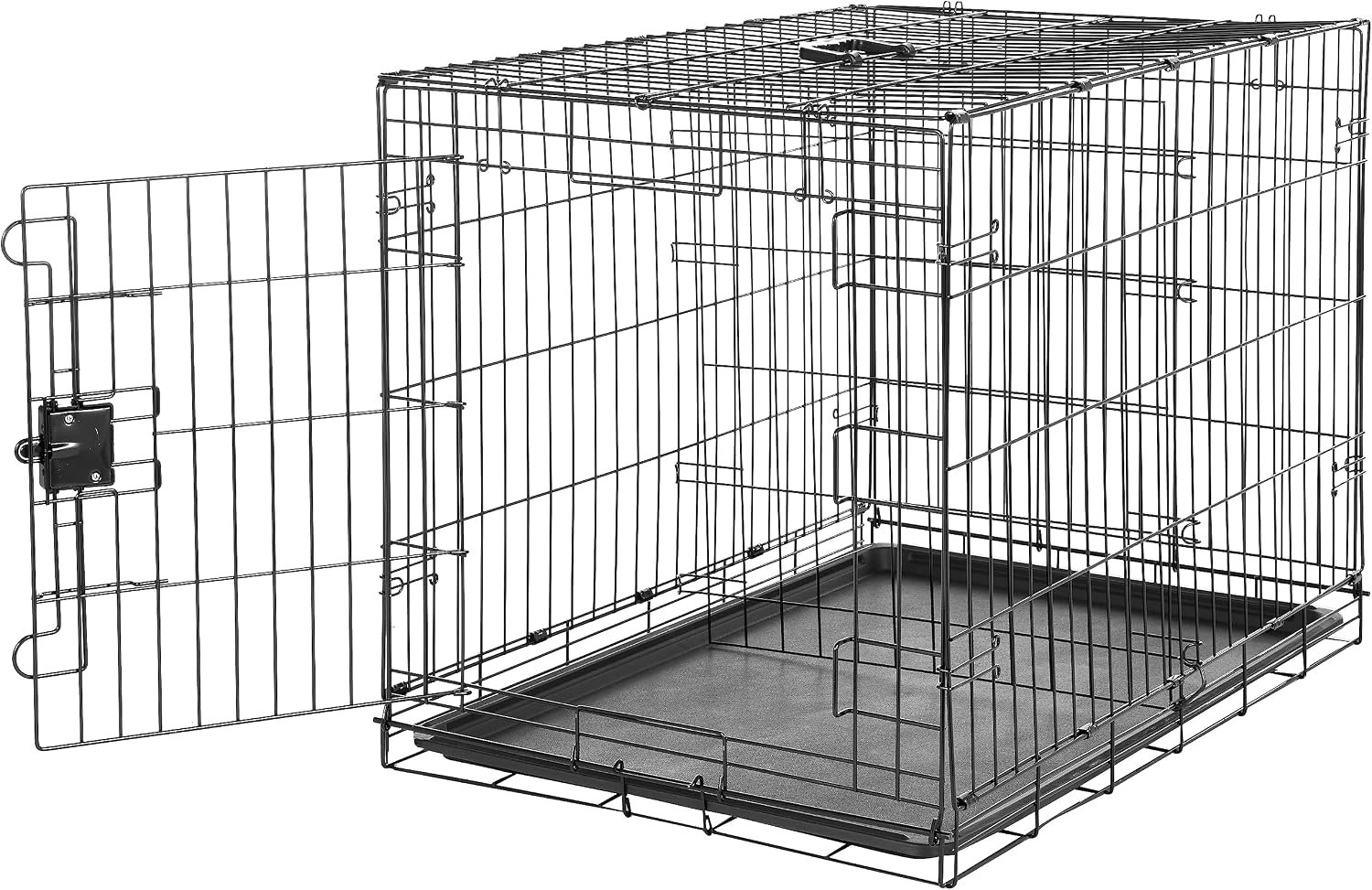 Amazon Basics Portable Metal Wire Dog Crate with Removable Tray, Single Door with Divider Panel, Foldable, Collapsible, Easy to Assemble & Clean, 36″ x 23″ x 25″, Black