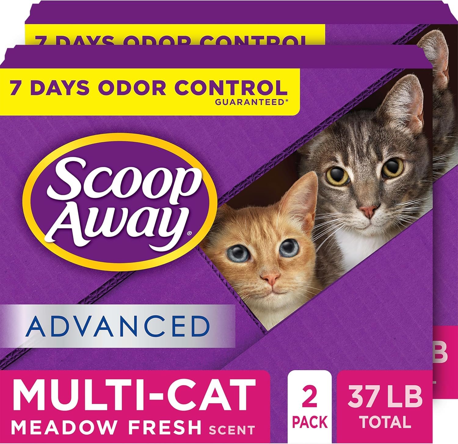 Scoop Away Advanced Multi Cat Clumping Cat Litter, 18.5lb, 2Pk | Meadow Fresh Scent, Clumping Litter for Multiple Cats, Compatible with Most Automatic Litter Boxes