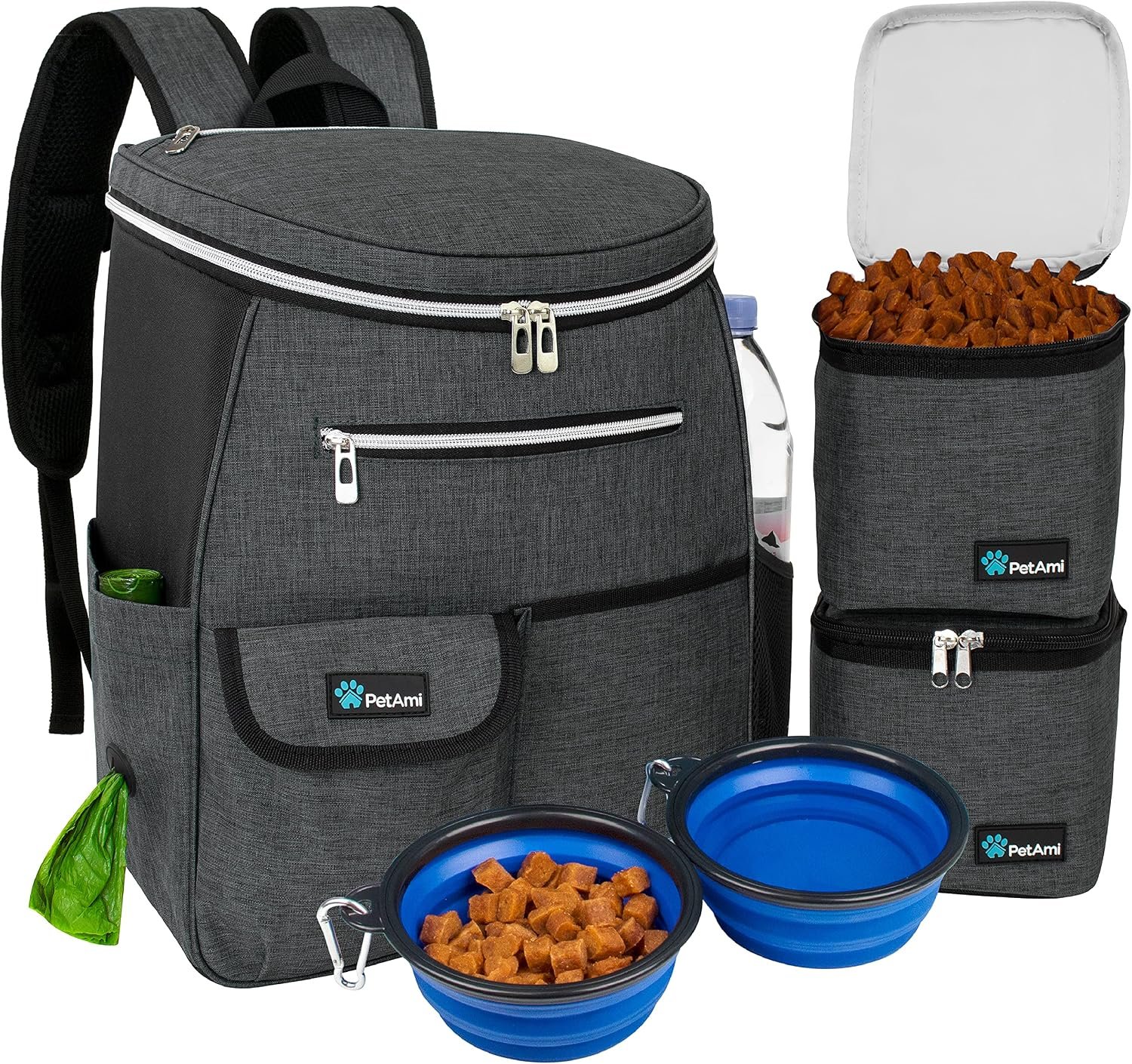 PetAmi Dog Travel Backpack 27L Airline Approved Pet Supplies Bag, Dark Gray